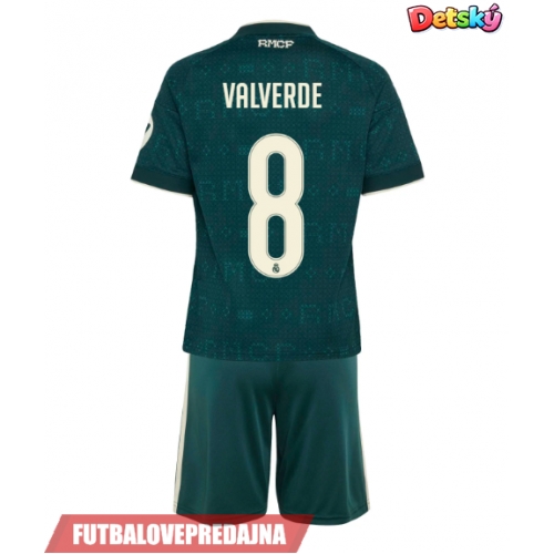 Lacne Dětský Futbalové dres Real Madrid Federico Valverde #8 2026-27 Krátky Rukáv - Preč (+ trenírky)